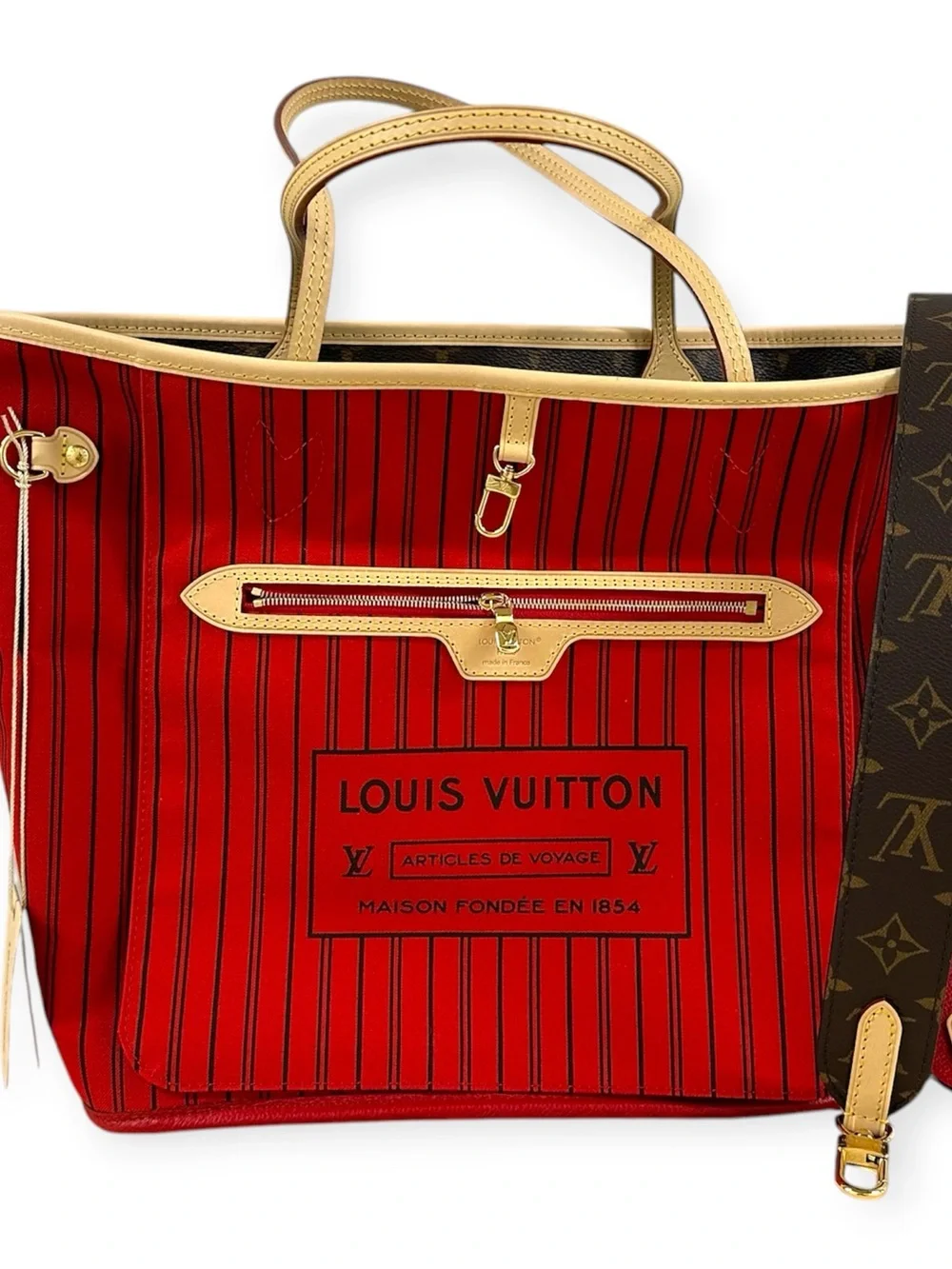 New Louis Vuitton Neverfull Bandouliere Inside Out MM Monogram Reversible M12096 - Picture 3 of 16
